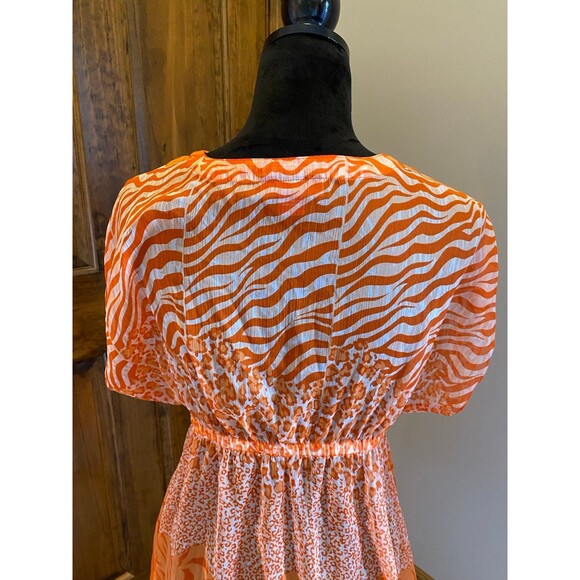 Peppermint Bay Swimsuit Coverup Women’s Medium Sheer Orange Animal Print Sexy - Picture 5 of 9